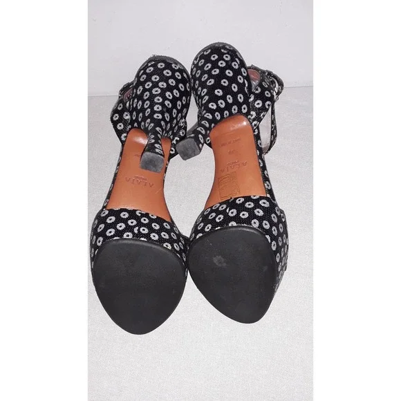 Alaia Black & Gray Floral Ankle-Strap Platform Sandals Pumps 39 IT (9) - Picture 3 of 5